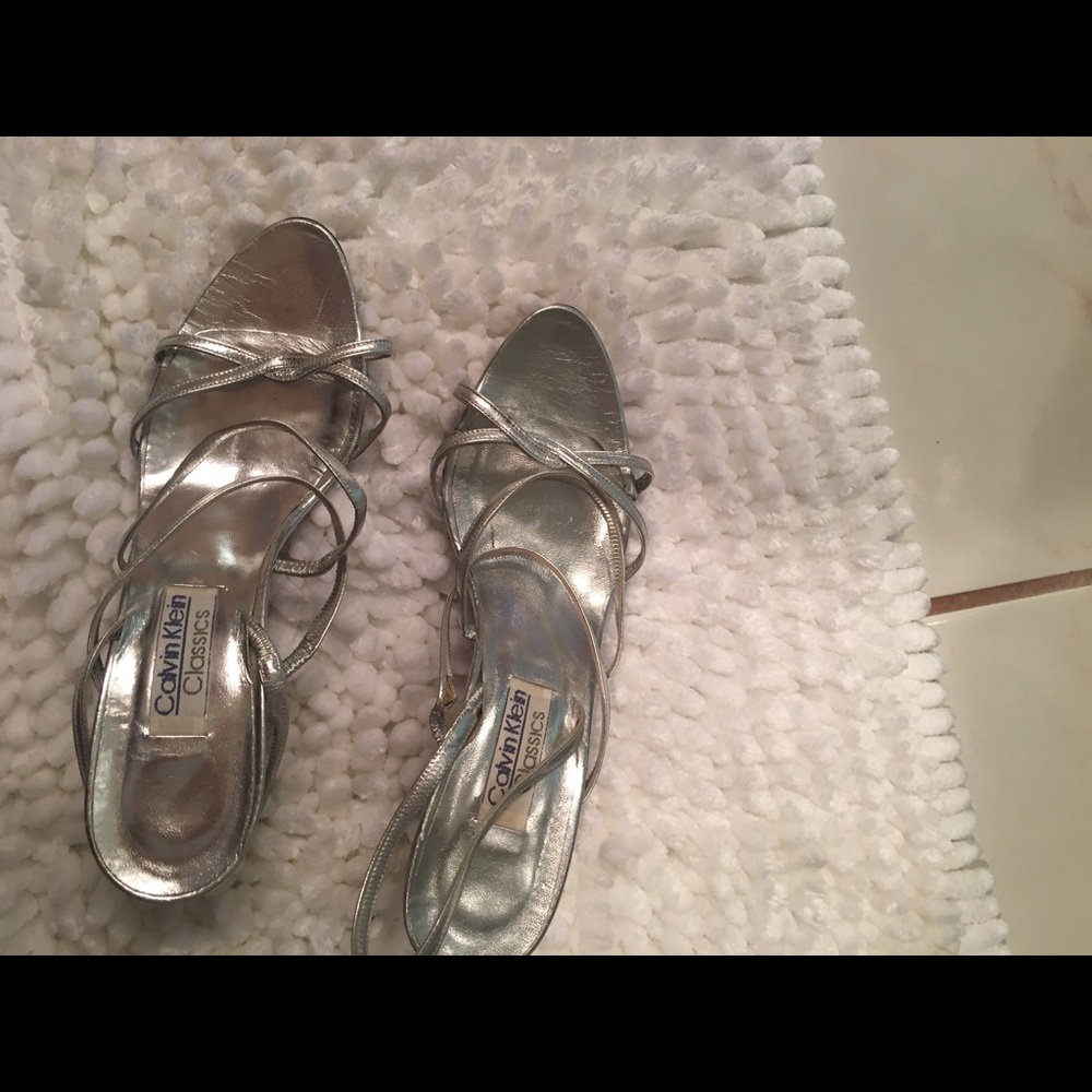 Silver straps heels